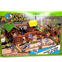 Vintage 1992 FORT APACHE Wood Log Frontier Play Set Largest Set 385+ Pie... - $78.21
