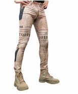 Men Gloosy Smooth Tight Trousers Printed Punk Leggings Casual Pencil Lon... - £26.38 GBP+