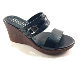 Italian Shoemakers Ripi Black High Wedge Slip On Sandals - $29.99