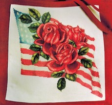 ✔️ American Beauty Rose Patriotic Flag USA 4th of July Cross Stitch Chart - £3.18 GBP