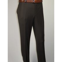 Men's MONO Turkey Slacks 100% Wool Plain Front Slim Fit 2502-11 D. Brown image 3
