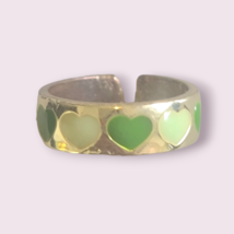 Green Resin Heart Gold Tone Adjustable Ring - £3.11 GBP