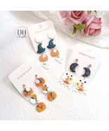 Polymer Clay Handmade Halloween Earrings: ghost, pumpkin, witch hat, Cut... - $284.15 MXN