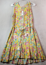 LOFT Fit &amp; Flare Dress Womens Small Yellow Floral Sleeveless V Neck Butt... - $29.16