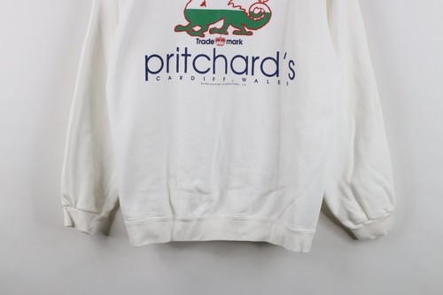Vintage 90s Mens Medium Pritchards Cardiff Wales Dragon Sweatshirt White USA Item image 3