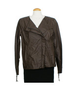 EILEEN FISHER Cobblestone Brown Washed Waxed Cotton Asymmetrical Jacket - $217.87 CAD