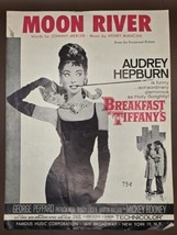 Audrey HEPBURN-MICKEY Rooney&quot;Moon River&quot;1961 Sheet Music-by Harry Mancini-VTG - $10.91