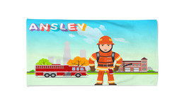 Fireman Personalized Beach Kids Towel , Summer Gift , Bath Towel, Pool t... - $31.18 CAD+
