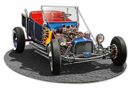 1922 Kookie T Roadster Blue with Flames by Larry Grossman Plasma Cut Metal Sign - $39.95