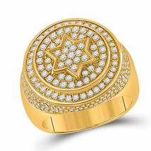 10kt Yellow Gold Mens Round Diamond Magen David Star Circle Ring 2 Cttw - £1,850.97 GBP