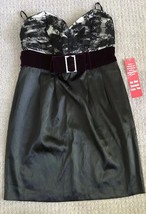 As u Wish Strapless Black Lace top Wide  Purple Belt Dress Junior Sz 7 - $4.99