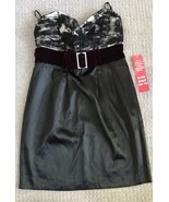 As u Wish Strapless Black Lace top Wide  Purple Belt Dress Junior Sz 7 - $4.99