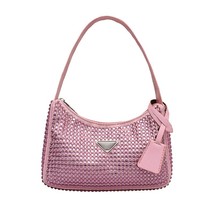 Luxury Diamond Nylon Shoulder Tote Bags For Women Small Solid Color Women&#39;s Desi - £28.90 GBP