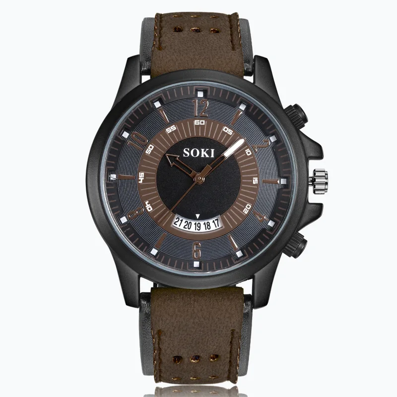 Fashion Retro Mens Watches Classic Leather Strap Casual Quartz Wrist Watch for M - £12.55 GBP