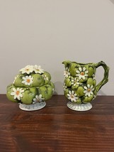 Inarco Creamer Pitcher Sugar Green Apple Daisy Floral Vintage 60s MCM Di... - £23.36 GBP