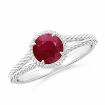 ANGARA Ruby Twist Rope Split Shank Ring for Women, Girls in 14K Solid Gold - £607.39 GBP