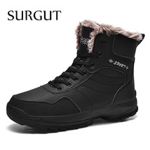 SURGUT Men Boots Winter Shoes Plus Size 39~48 Warm Ankle Botas Hombre For Leathe - £74.39 GBP