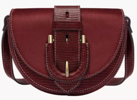Fossil Harwell Small Flap Crossbody Bag Dark Red Leather and Suede ZB1939243 - £72.32 GBP