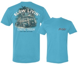 Slow Livin&#39; Enjoy the Ride Coastal Cruisin&#39; Blue Cotton T-Shirt - £19.97 GBP