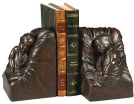 Bookends Bookend Lodge Sleeping Baby Darling Cast Resin Hand-Painted Hand-Cast - £175.05 GBP