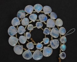 Natural 30 pieces faceted heart Rainbow Moonstone gemstone briolette bead, 8x8-- - £67.62 GBP