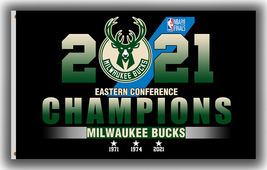 Milwaukee Bucks Eaestern Conference Champions 2021 Flag 90x150cm3x5ft Be... - £11.75 GBP