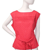 Lands&#39; End Women&#39;s Size 12 Petite, Short Sleeve Tie Front Shirt, Washed Red  - £22.37 GBP