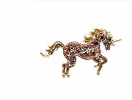 Stunning Vintage Look Gold plated Unicorn Horse Celebrity Brooch Broach Pin F18 - £210.57 GBP