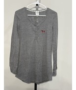 Victoria&#39;s Secret PINK I&#39;ll Be Nice Next Year Grey Plaid Sleep Shirt Small - $19.25