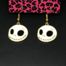 Betsey Johnson Gold Alloy White Enamel Ghost Face Wire Earrings - $5.99