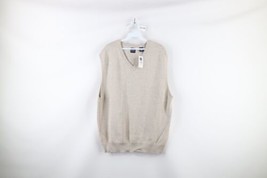 NOS Vintage Gap Mens Size XL Blank Cotton Knit V-Neck Sweater Vest Beige - £46.42 GBP