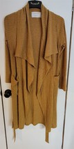 Womens XS Crescent Drive Brown Long Belted 2 Pocket Cardigan Sweater - $18.81