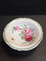 Vintage Large Serving Bowl Floral Roses Design with a Green Trim 10-1/2&quot;... - $7.33