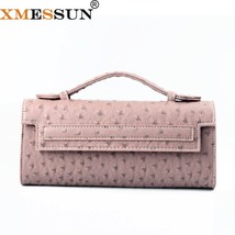 XMESSUN Customized Ostrich Pattern Long Clutch Bag PU Leather Party Tote Bag Hig - £36.52 GBP