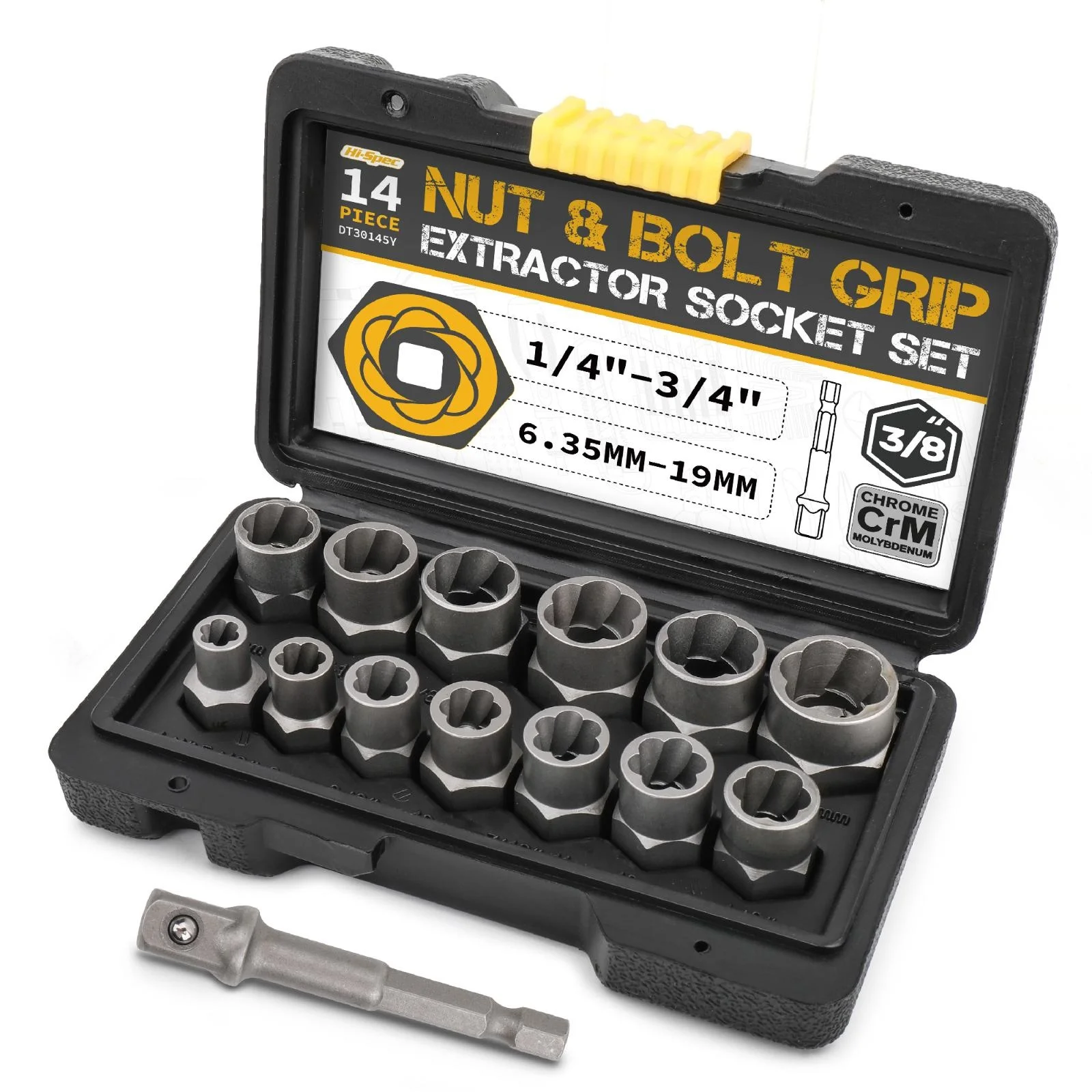 Hi-Spec 14pc Extraction Socket Set, Impact Bolt Nut Remover Set, Bolt Extractor  - £214.80 GBP