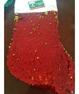 Christmas House Red and Gold Sequin Flip Stocking 18&quot;.New - €10,04 EUR