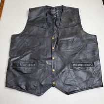Navarre Leather Co Italian Stone Design Vest Mens XL Black Genuine Leather - $23.71
