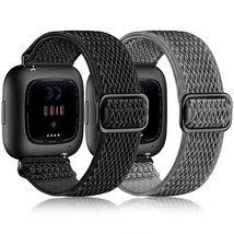 Elastic Bands Compatible With Fitbit Versa 2 Band Women Men, 2Pack Soft Adjustab - £14.94 GBP