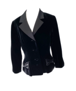 Badgley Mischka Womens Black Velvet Dress Blazer Jacket With Bows  Size 6 - $2,488.08 MXN