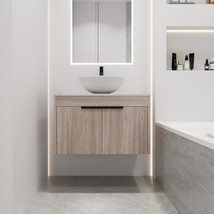 30 &quot; Modern Design Float Bathroom Vanity With Ceramic Basin Set, Wall Mo... - £344.10 GBP