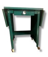 VTG Metal Drop-Leaf Typewriter Table Stand Wheels MCM Green - £51.97 GBP