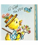 1950s Mini Gift Greeting Card Duckling Bluebird Easter Holiday Quarter F... - $27.32 CAD