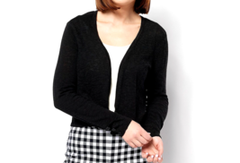 Joan Rivers Cotton Blend Slub Cardigan- Black, XL - £20.15 GBP