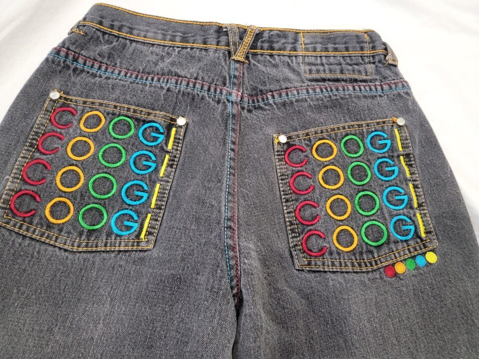 COOGI Boys Loose Fit or Womens Jeans Embroidered Rainbow Logo Sz 16, 28&quot;... - $19.99