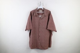 Vintage 90s LL Bean Mens Large Faded Geometric Looped Collar Button Shirt Cotton - $59.35