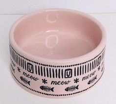 MEOW Pet Bowl 4.5 X 2” PINK Food Water Cat Kitty Signature Stoneware New - £13.40 GBP