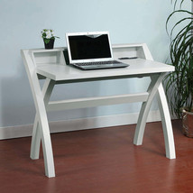 White Crosshatch Desk w/ USB/Power Outlet - £120.66 GBP