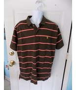 U.S.Polo Assn. Short Sleeve Polo Brown Striped Shirt Size XL Men&#39;s EUC - $20.47