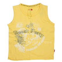 NWT Shilav Girl Beach Party Yellow Sleeveless T-Shirt 100% Cotton Tee Top 5Y/6Y - £10.44 GBP