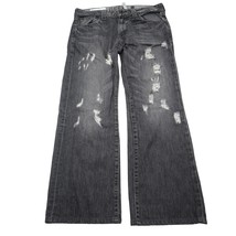 Guess Pants Mens 32 Gray Straight Mid Rise Cotton Distress Dark Wash Denim Jeans - $29.70